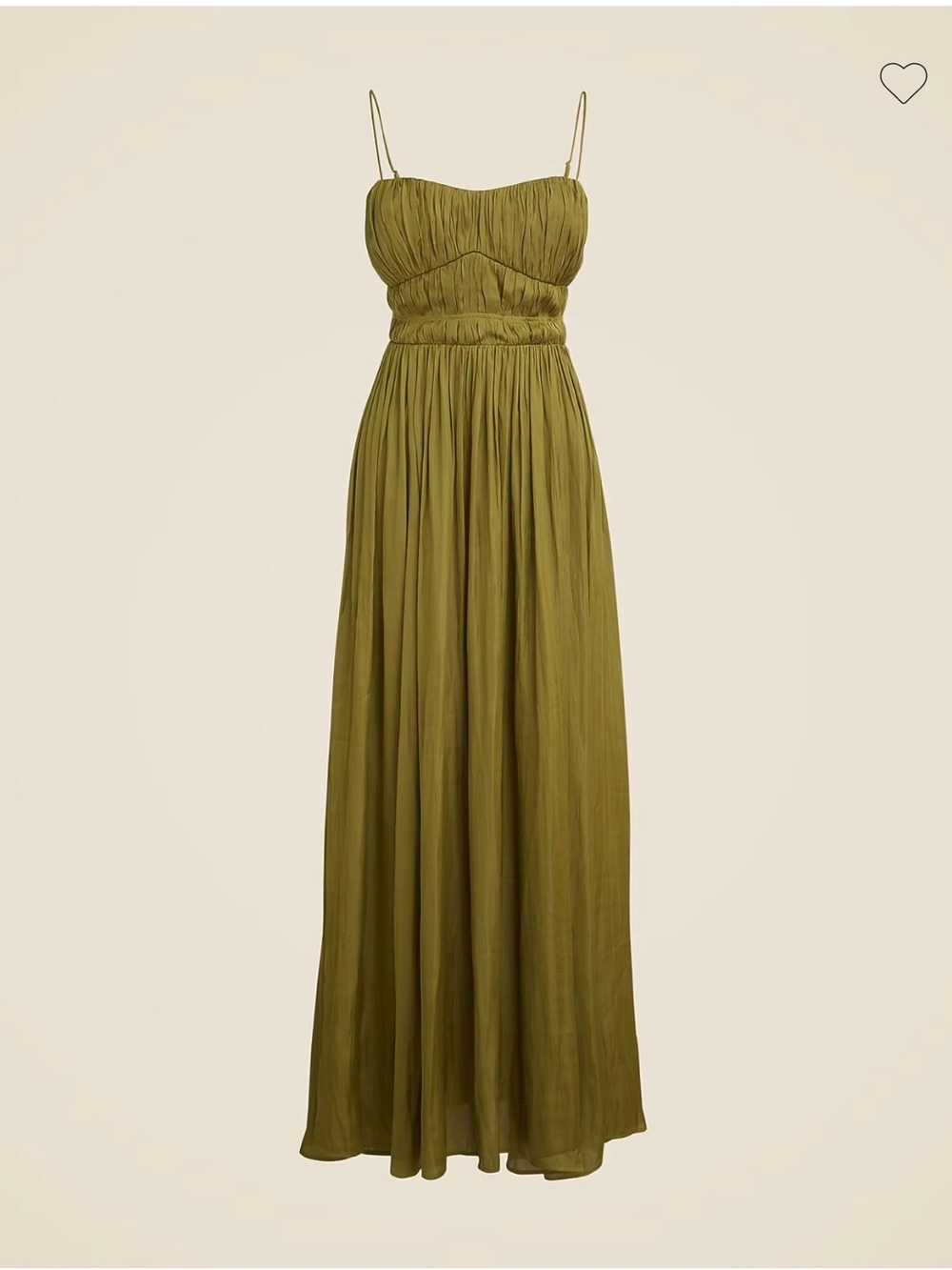 Olive Green JCrew Smocked Bodice crepe Maxi Dress. New with tags sz 24